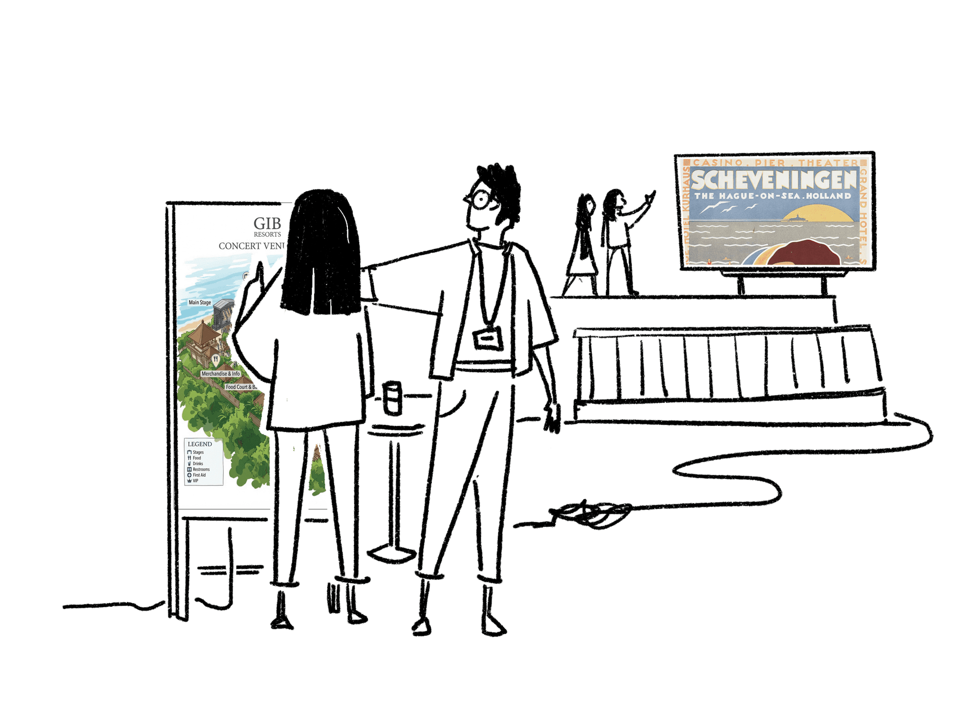 Event digital signage showing schedule and sponsors