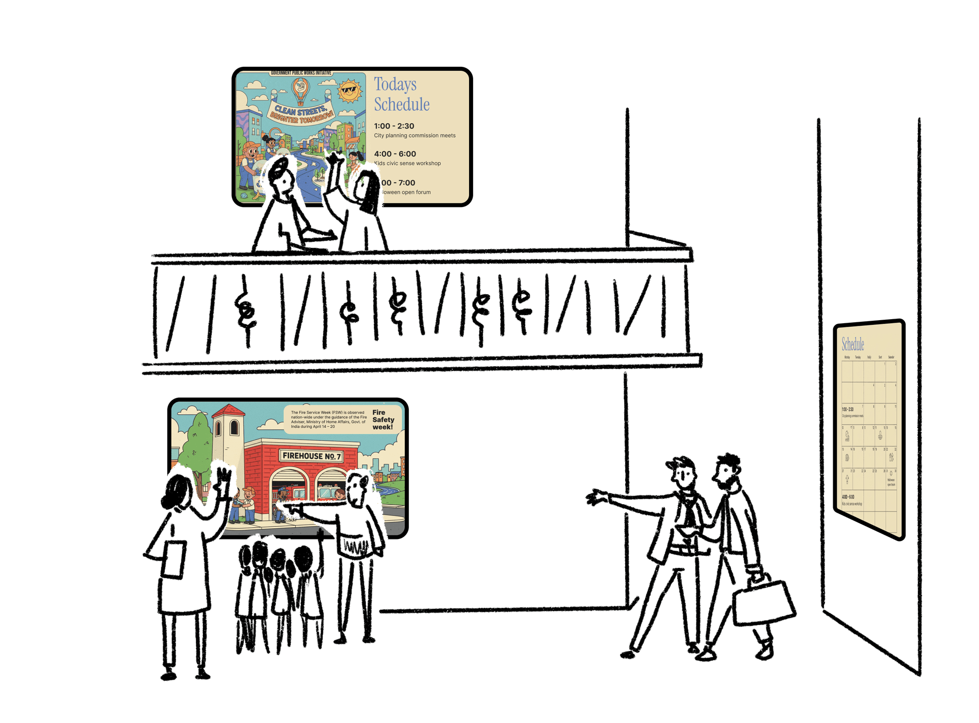 Government digital signage showing public information